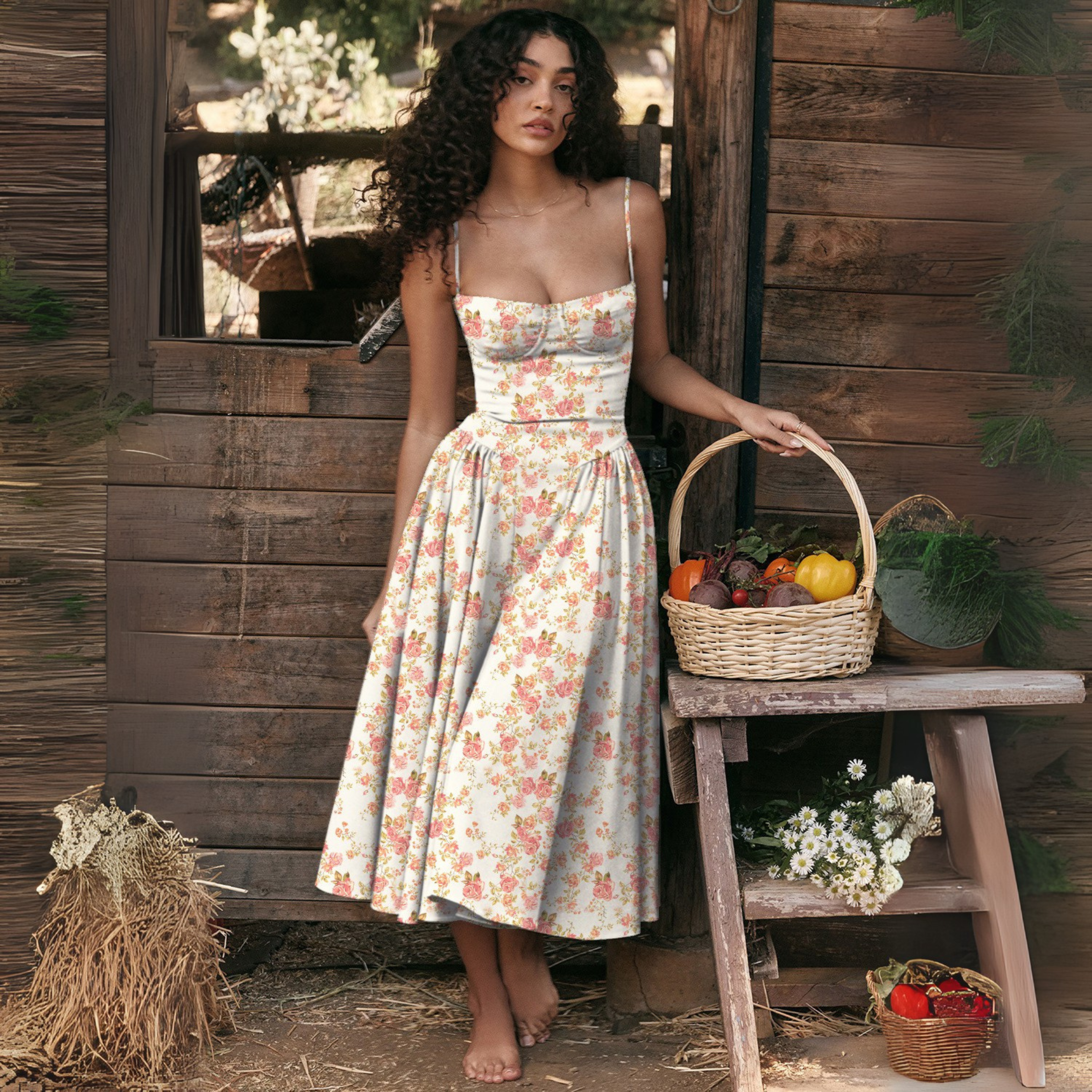 TRENTA™ - Chic Spaghetti Strap Bodycon Midi Dress