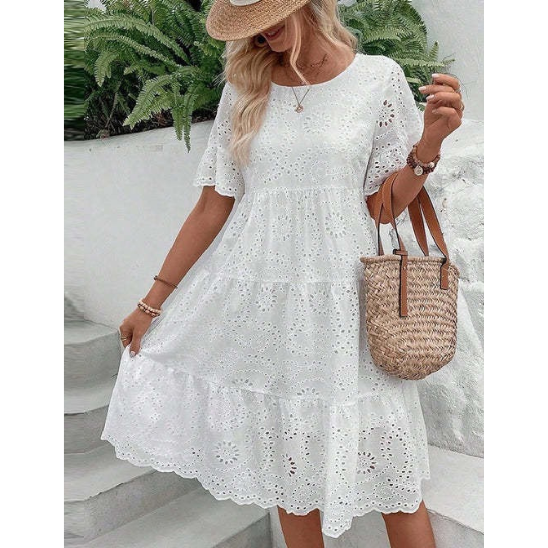 RAEMI™ – Elegant Round Neck Boho Summer Dress