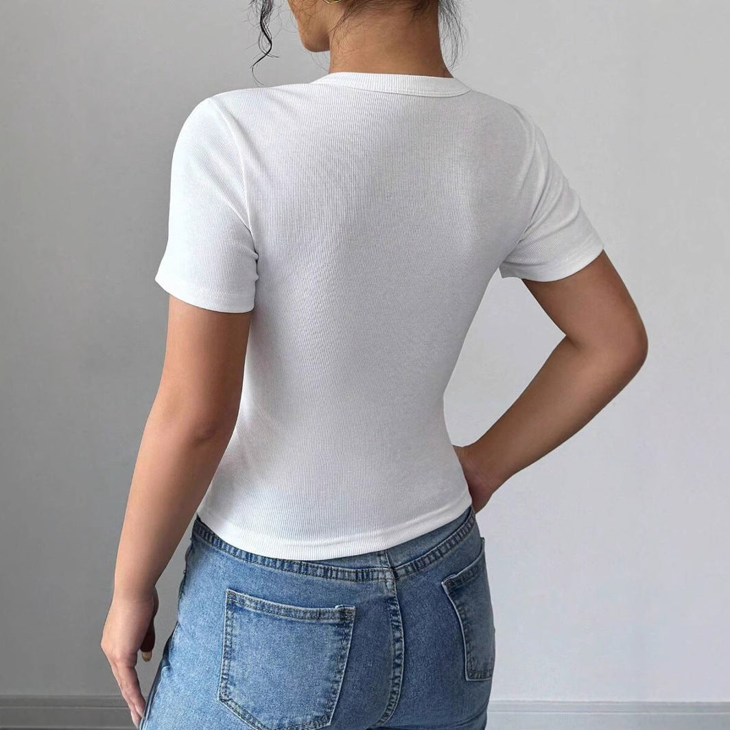 HATI™ - Relaxed Summer Short Sleeve Buttoned Top